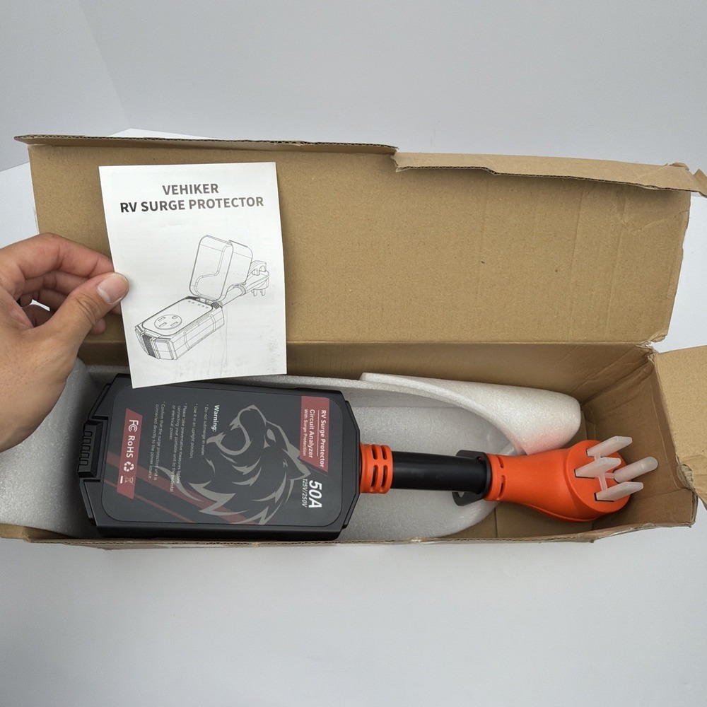 18000J 50A RV Surge Protector with Circuit Analyzer Waterproof Cover Orange - Picture 9 of 9